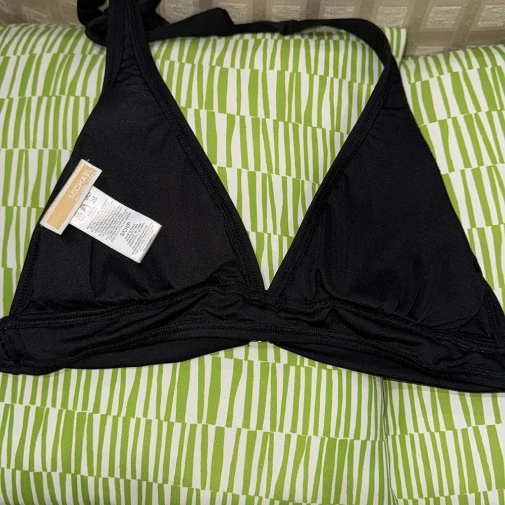 Michael Kors Black and Gold Bikini V-Neck